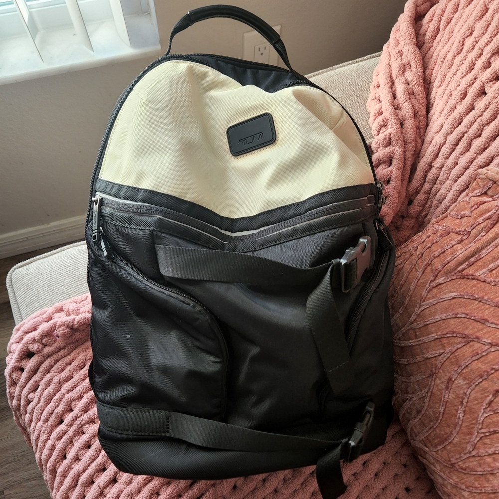 Tumi Black and Cream Backpack